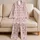 Pink Snowflake Nordic Fair Isle Geometric Stripes for Cozy Winter Lounging Women Satin Pajamas Set - 5