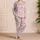 Pink Snowflake Nordic Fair Isle Geometric Stripes for Cozy Winter Lounging Women Satin Pajamas Set - 4