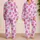 Pink Lucky Number Sixty Seven Stars for Cozy Weekend Lounging and Relaxed Home Days Satin Pajamas Set - 2