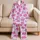 Pink Lucky Number Sixty Seven Stars for Cozy Weekend Lounging and Relaxed Home Days Satin Pajamas Set - 5