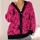 Hot Pink Spiderwebs and Punk Spiders for Halloween Alternative Teen Style All-over Print Knitted Cardigan - 4