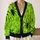 Neon Green Spiderweb Punk Style for Halloween Nights and Everyday Alternative Wear All-over Print Knitted Cardigan - 2