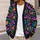 Cute Purple Bats And Colorful Flowers For Halloween Fall Outfits All-over Print Knitted Cardigan - 5