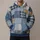 Blue Denim Patchwork Checks For Creative Weekends And Casual Wear Rust Accents All-over Print Hoodie (Lightweight) - 1