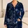 Midnight Navy Ringed Planet Night Sky For Cozy Evenings, Gifts, And Relaxed Nights Satin Pajamas Set - 1