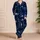 Midnight Navy Ringed Planet Night Sky For Cozy Evenings, Gifts, And Relaxed Nights Satin Pajamas Set - 4