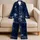 Midnight Navy Ringed Planet Night Sky For Cozy Evenings, Gifts, And Relaxed Nights Satin Pajamas Set - 5