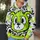 Neon Lime Cartoon Bear Face for Bold Streetwear Looks and Everyday Urban Style Fans All-over Print Hoodie (Lightweight) - 5
