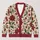 Burgundy And Olive Botanical Florals For Relaxed Everyday Layering And Weekend Style All-over Print Knitted Cardigan - 1