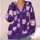 Playful Purple Cat Faces for Cozy Everyday Layering and Whimsical Cat Lovers All-over Print Knitted Cardigan - 4