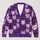 Playful Purple Cat Faces for Cozy Everyday Layering and Whimsical Cat Lovers All-over Print Knitted Cardigan - 1