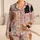 Vintage Botanical Cat Motifs For Cozy Home Evenings, Gift For Cat Lovers And Friends Satin Pajamas Set - 1