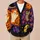 Retro Black Cat Halloween Patchwork for Spooky Autumn Outings and Fall Celebrations All-over Print Knitted Cardigan - 6