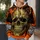 Orange Flame Skull and Star Field for Biker Rides and Rugged Casual Wear for Men All-over Print Hoodie (Lightweight) - 5