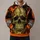 Orange Flame Skull and Star Field for Biker Rides and Rugged Casual Wear for Men All-over Print Hoodie (Lightweight) - 1