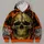 Orange Flame Skull and Star Field for Biker Rides and Rugged Casual Wear for Men All-over Print Hoodie (Lightweight) - 4