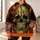 Orange Flame Skull and Star Field for Biker Rides and Rugged Casual Wear for Men All-over Print Hoodie (Lightweight) - 6