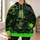 Neon Green Skull Vine Motif for Dark Workwear and Everyday Alternative Style All-over Print Hoodie (Lightweight) - 6