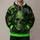 Neon Green Skull Vine Motif for Dark Workwear and Everyday Alternative Style All-over Print Hoodie (Lightweight) - 1