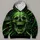 Neon Green Grinning Skull With Safety Stripes for Alternative Streetwear Fans All-over Print Hoodie (Lightweight) - 4