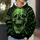 Neon Green Grinning Skull With Safety Stripes for Alternative Streetwear Fans All-over Print Hoodie (Lightweight) - 5