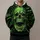 Neon Green Grinning Skull With Safety Stripes for Alternative Streetwear Fans All-over Print Hoodie (Lightweight) - 1