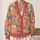 Coral Floral Patchwork Autumn Layering Style For Women Everyday Cozy Wardrobe Look All-over Print Knitted Cardigan - 2