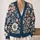 Navy Botanical Bloom Motifs for Relaxed Weekend Layering and Everyday Women's Style All-over Print Knitted Cardigan - 2