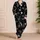Black Star Motif Bedtime Gift For Cozy Nights, Weekend Relaxing, And Women At Home Satin Pajamas Set - 4