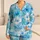 Sky Blue Hibiscus Floral Coastal Resort Getaway Gift for Summer Relaxing At Home Satin Pajamas Set - 1