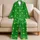 Emerald Green Starburst Geo Lounge Wear For Relaxed Summer Evenings And Travel Days Satin Pajamas Set - 5