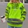 Fluorescent Lime Star Stripe Workwear Style for Commuting and Outdoor Jobs All-over Print Hoodie (Lightweight) - 2
