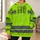 Fluorescent Lime Star Stripe Workwear Style for Commuting and Outdoor Jobs All-over Print Hoodie (Lightweight) - 6
