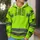 Fluorescent Lime Star Stripe Workwear Style for Commuting and Outdoor Jobs All-over Print Hoodie (Lightweight) - 5