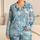 Aqua Starfish And Shell Coastal Style For Beach Vacations And Relaxed Nights For Women Satin Pajamas Set - 1