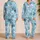 Aqua Starfish And Shell Coastal Style For Beach Vacations And Relaxed Nights For Women Satin Pajamas Set - 2