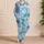 Aqua Starfish And Shell Coastal Style For Beach Vacations And Relaxed Nights For Women Satin Pajamas Set - 4