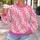 Pink Star Gingham Checks For Playful Everyday Casual Style All-over Print Knitted Sweater - 5