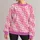 Pink Star Gingham Checks For Playful Everyday Casual Style All-over Print Knitted Sweater - 1