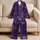 Deep Violet Butterfly Bloom Resort Lounge Wear For Romantic Evenings Women Gift Satin Pajamas Set - 5