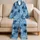 Coastal Blue Tropical Leaf Resort Style For Summer Vacation Women And Gift Giving Satin Pajamas Set - 5