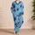 Coastal Blue Tropical Leaf Resort Style For Summer Vacation Women And Gift Giving Satin Pajamas Set - 4