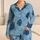 Coastal Blue Tropical Leaf Resort Style For Summer Vacation Women And Gift Giving Satin Pajamas Set - 1