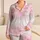 Blush Pink Marble Swirls for Cozy Summer Bedtime Gift, Women and Teens Lounge Time Satin Pajamas Set - 1