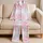 Blush Pink Marble Swirls for Cozy Summer Bedtime Gift, Women and Teens Lounge Time Satin Pajamas Set - 5