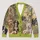 Impressionist Puppy Garden Scene For Spring Layering And Dog Lover Weekend Style All-over Print Knitted Cardigan - 1