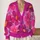 Vibrant Pink Floral Blooms for Cheerful Everyday Layering and Garden-Loving Style All-over Print Knitted Cardigan - 2