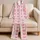 Soft Blush Gingham Hearts For Cozy Lounging, Sleepovers, Gifts, And Relaxed Days Satin Pajamas Set - 5