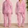 Bubblegum Pink Marble Swirl For Summer Relaxing At Home, Gift Giving, And Travel Days Satin Pajamas Set - 2