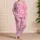 Bubblegum Pink Marble Swirl For Summer Relaxing At Home, Gift Giving, And Travel Days Satin Pajamas Set - 4